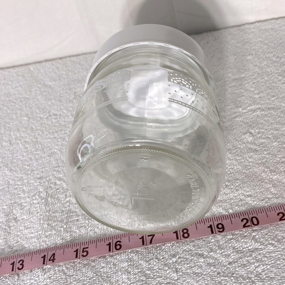 Vintage Carlton Glass Canister 3/4L Pink Victorian Rose Jar W Plastic Lid - Picture 3 of 12